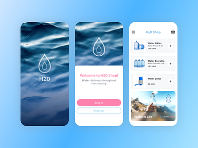 H2O - Water delivery app design app design logo ui ux