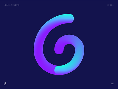 Number 6. 36 Days of Type. Day 33 3d 6 blockchain branding fitness gradient health icon identity lettering logo magic meditation medtech number sense spiral stroke type typography