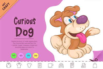 Cartoon Curious Dog. illustration