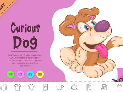 Cartoon Curious Dog. illustration