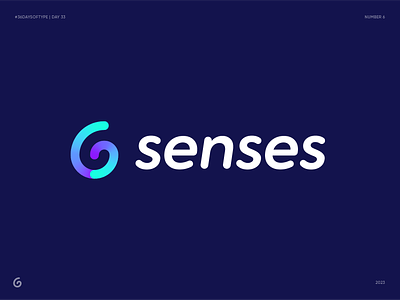 6 senses. 36 Days of Type. Day 33 6 affirmation blockchain branding coaching fitness gradient icon identity lettering logo medical meditation medtech number saas sense six typography wellness