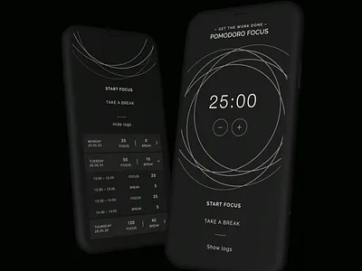 Pomodoro focus / countdown focus app / mobile ui ux