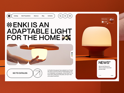 Enki e-commerce landing page cards ecommmerce lamp landing page product design red web design