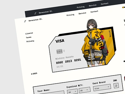 Generated CC. | Web Design anime card cc creditcard design gfx landingpage neobrutalims ui website