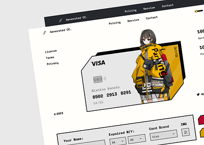 Generated CC. | Web Design anime card cc creditcard design gfx landingpage neobrutalims ui website