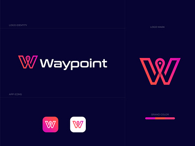 Waypoint branding identity letter logo location logo map modern point startup symbol way