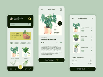 Plant Shop App app botanical design green iosaoo mobile app plant plants app ui