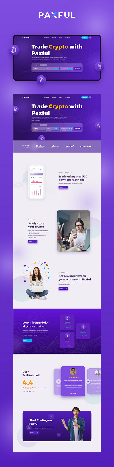 Paxful Website Design design graphic design illustration typography ui ux