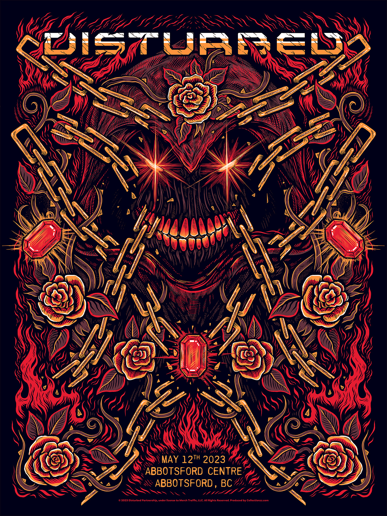 Disturbed art band chain disturbed drawing gig poster illustration poster poster art screenprint