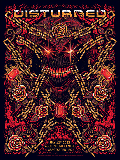 Disturbed art band chain disturbed drawing gig poster illustration poster poster art screenprint