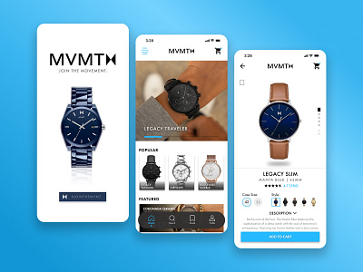 MVMT Watches E-commerce app concept ecommerce ios luxury mvmt watch watches