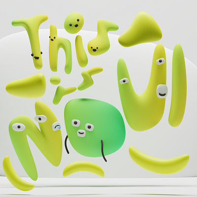 This is NOU! 3d blender character green illustration render