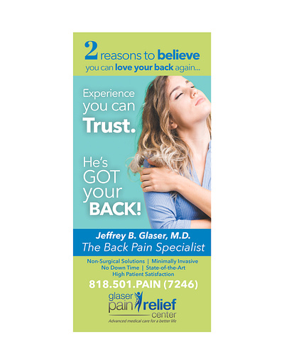 Rack Card for Pain Specialist advertisement branding creative direction graphic design
