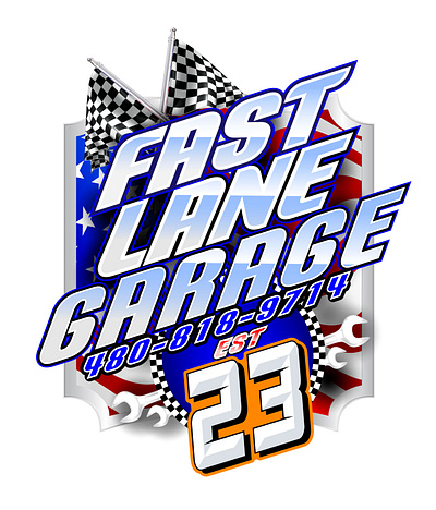 FAST LANE GARAGE 480-818-9714 EST23 23 3d logo 480 818 9714 est23 branding design est23 fast garage icon illustration lane logo logodesign minimalist logo ui vector