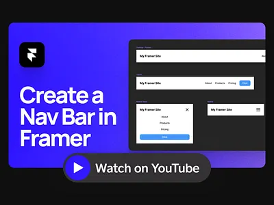 How to Design Responsive Nav Bar in Framer | YouTube Tutorial blue clean design digital flat framer framer nav bar framer tutorial how to use framer inter minimal nav bar responsive design simple ui visual design web web design tutorial youtube tutorial youtuber