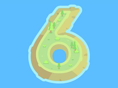 36 Days Of Type | 6 36daysoftype 6 affinity designer flat forest illustration island isometric landscape number 6 vector