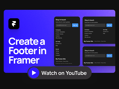 Create a Responsive Footer in Framer | YouTube Tutorial clean design design youtuber digital flat footer framer framer 101 framer for beginners framer tutorials framer youtube tutorial how to use framer inter minimal responsive simple ui web website design youtube tutorial