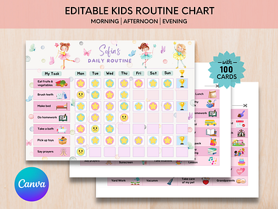 Editable Kids routine Behavior Chart kids kids chart kids routine chart