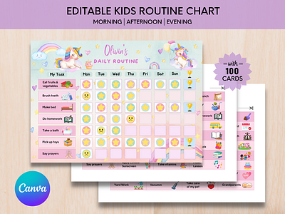 Editable Kids Routine Chart kids kids chart kids routine chart