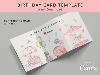 Candy birthday Card template birthday card template