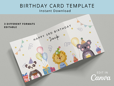 Zoo birthday card template birthday card kids birthday