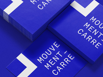 Mouvement Carré Cards blue brand branding brutalist business card deep klein logo movement op art optic paper rectangle square