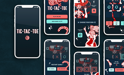 Game mobile App Tic Tac Toe alice un the wonderland app design game app game mobile app graphic design illustration logo mobile app tic tac toe typography ui ux