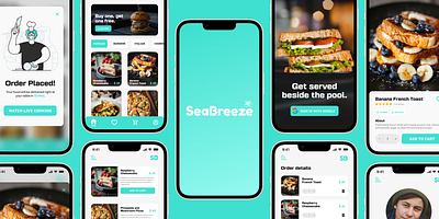 Restaurant App - SeaBreeze android app branding design illustration interactive design ios logo mobile app restaurant restaurant app typography ui ux