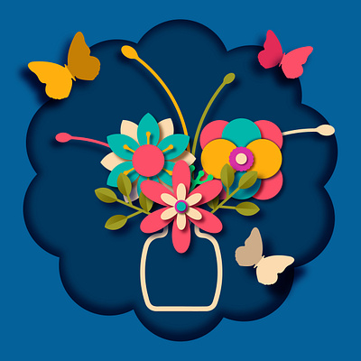 Papercut flower design graphic design illustration logo typography vector