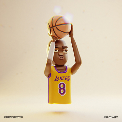 Lakers 3d illustration - Letter I 36daysoftype 3d animation basketball blender blender3d character design illustration lakers logo ui