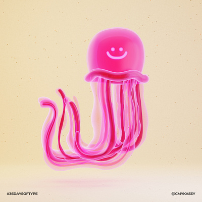 J is for Jellyfish 36daysoftype 3d animation blender blender3d character design illustration logo ui