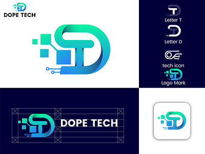 Dope Tech logo and brand identity design branding dope dope tech dope tech branding dope tech logo dope tech logo branding dope tech logo design logo logo design tech tech branding technology logo