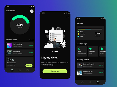 CLOUD DROP- Cloud storage app concept Visual design clean and minimal cloud cloud storage design figma mobile app saas ui ux visual design