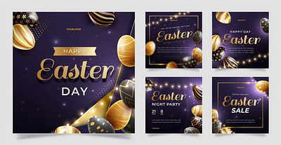 Happt Easter Realistic Instagram Post Template easter egg festival happy happy easter illustration instagram instagram post lamp mockup new year post template