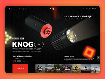 Knog e-commerce landing page branding design ecommerce knog lamp landing page light product design ui