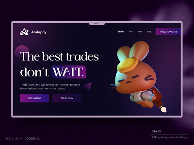 Arolapay Landing page adobe xd branding creative creative process. crypto cryptotrading designchallenge digitaldesign figma inspiration landingpage startup ui visualdesign webdesign