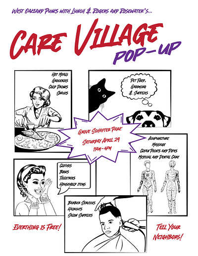 Care Village Pop-up Flyer/Social Media Post design flyer graphic design pop art social media typography vector