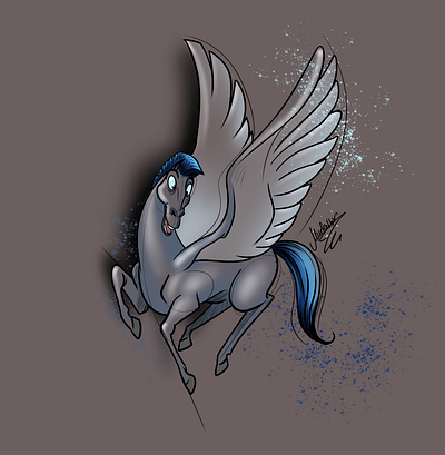 Pegasus from Hercules animal illustration artwork cartoon characterdesign disney drawing graphic design hercules horse illustration pegasus unicorn