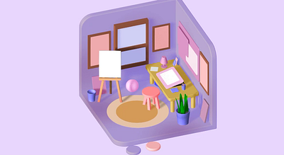 3d mini room animation 3d animation design