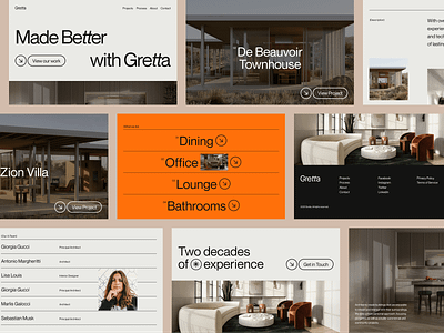 Gretta Architecture UI Map Concept | Relume Design League architecture clean cta design minimal modern landing page orange real estate relume relumedesignleague sections typography ui ui design ui map ux ux design web web design website