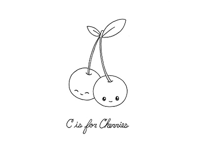 Day 092-365 C is for Cherries 365project cherries cute illustration ink kawaii