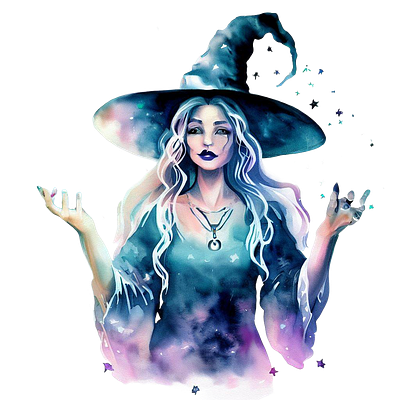 Watercolor Cosmic Witch Vector Illustration witchcraft