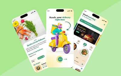 Delivery food app design 3d animation branding delivery app food delivery foodapp graphic design mobile app mobileapp ui uiux