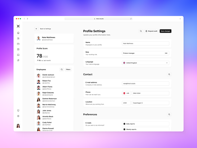 Profile settings | UI kit for Figma 👨‍🎨 cards cta customize dropdown edit figma home input kit landing learning list navigate page prefrences profile saas settings ui user