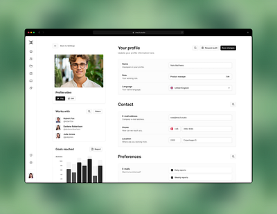 Profile page | theUI.studio 👈 buy colleagues course details figma kit page performance photo play profile saas settings sidebar stats team teams ui user video