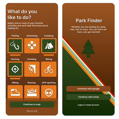 Park finder concept new pages app figma minimalist mobileapp parks ui