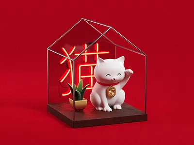 Maneki-neko 3d blender 3d blender blender3d cat cycles graphic design maneki neko render