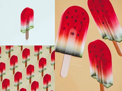 Watermelon ice cream 3d blender cycles ice cream render watermelon