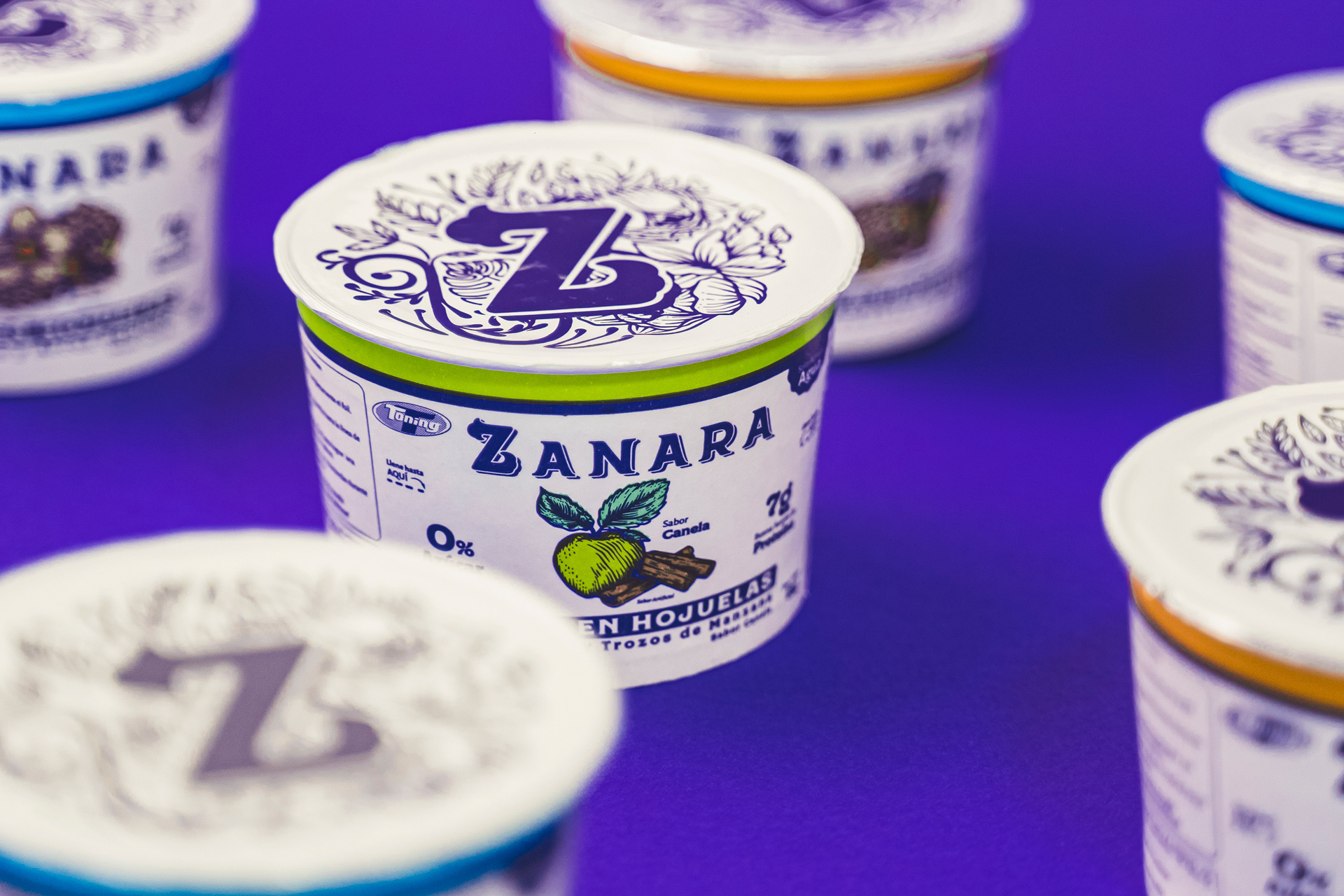 Zanara Packagin Cups branding design graphic design healthy illustration label lettering logo oat packaging type typography