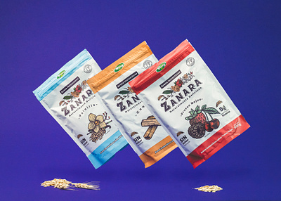 Zanara Packagin Doypack branding design doypack food graphic design healthy illustration label lettering packaging type